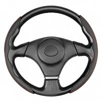 Накладки на руль экокожа SKYWAY Design Черные, красная стр. компл. 2шт.